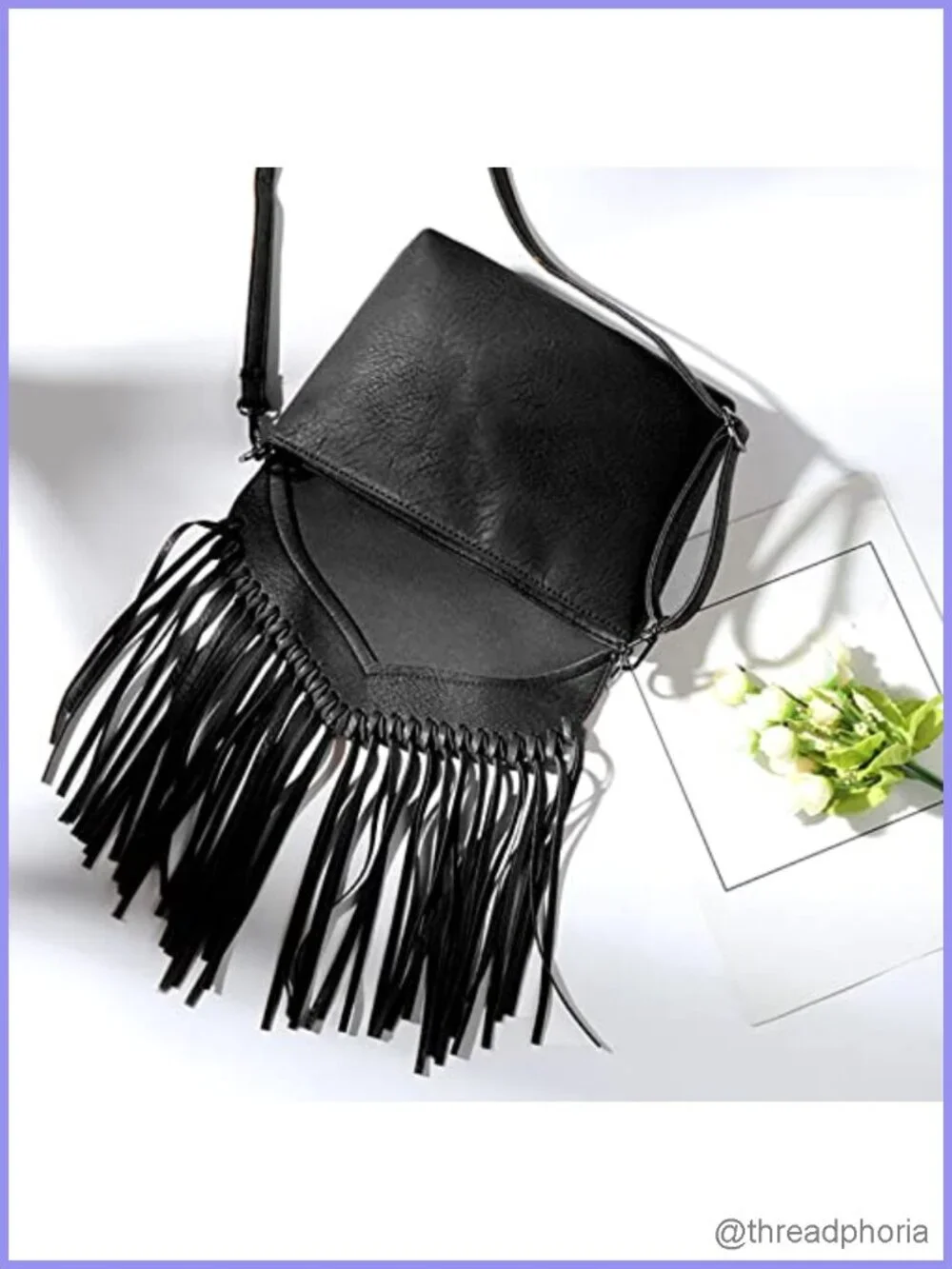 Vintage Fringe Purse Hobo Bag Vegan Leather Tassel Hippie Crossbody